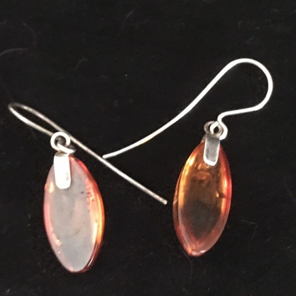 Cognac Amber Earrings Sterling Silver Hooks - Picture 4 of 7